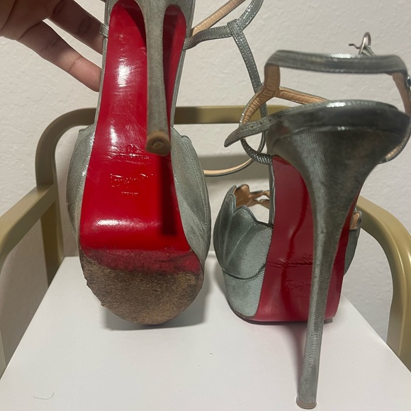 CHRISTIAN LOUBOUTIN Green/Metallic Botticella Alta 150 Sandal - Picture 3 of 5